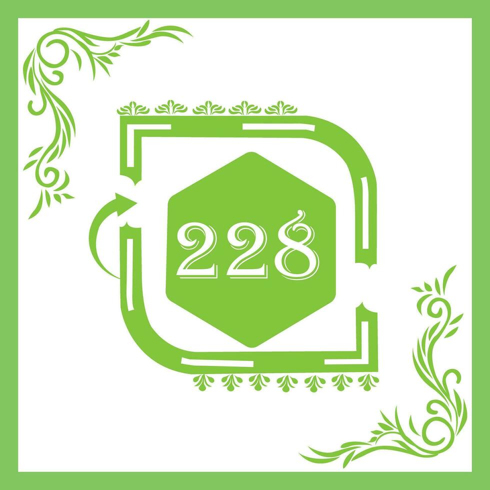 Organic Leaf Design with Number 228 vector