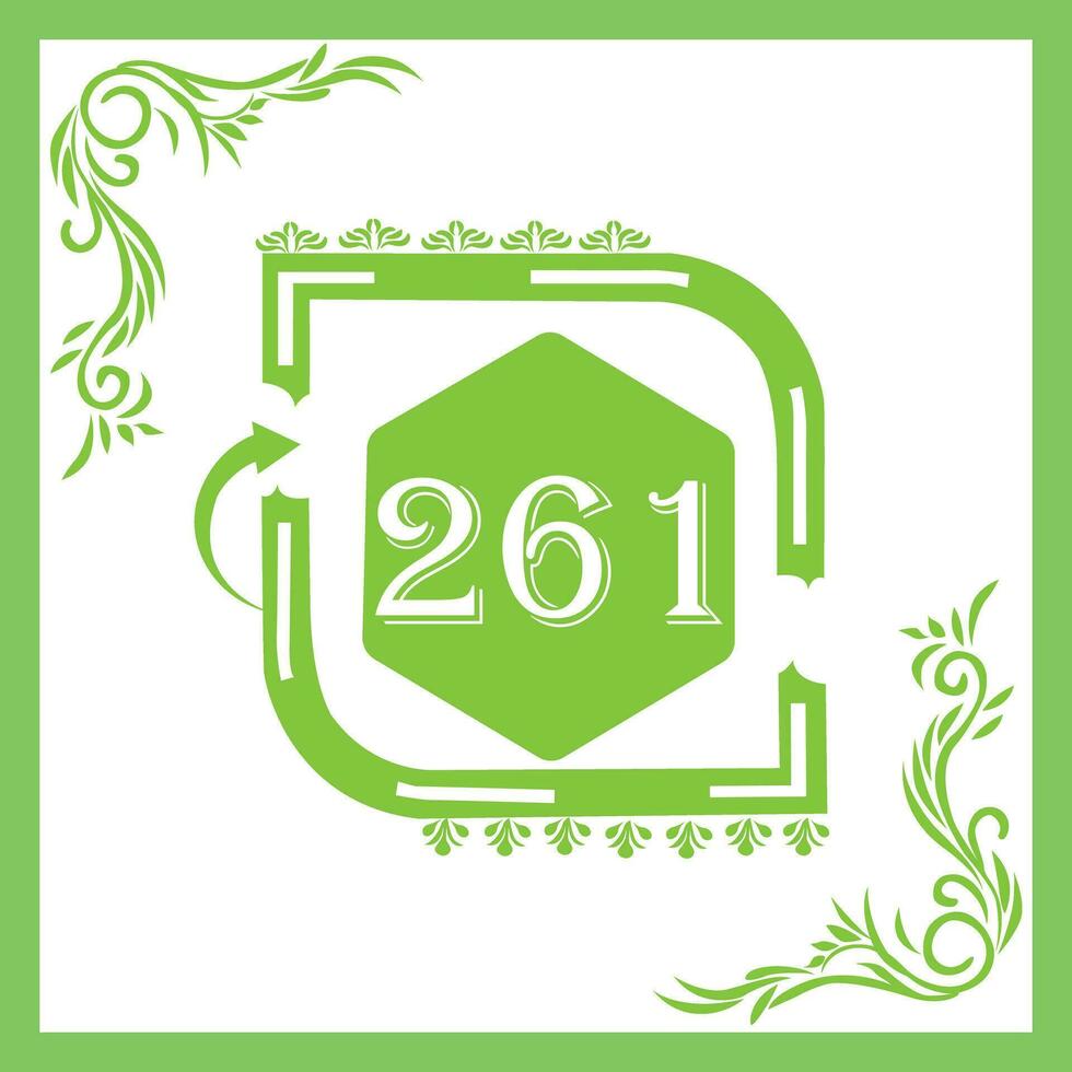 Organic Leaf Design with Number 261 vector