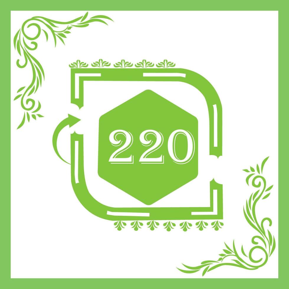 Organic Leaf Design with Number 220 vector