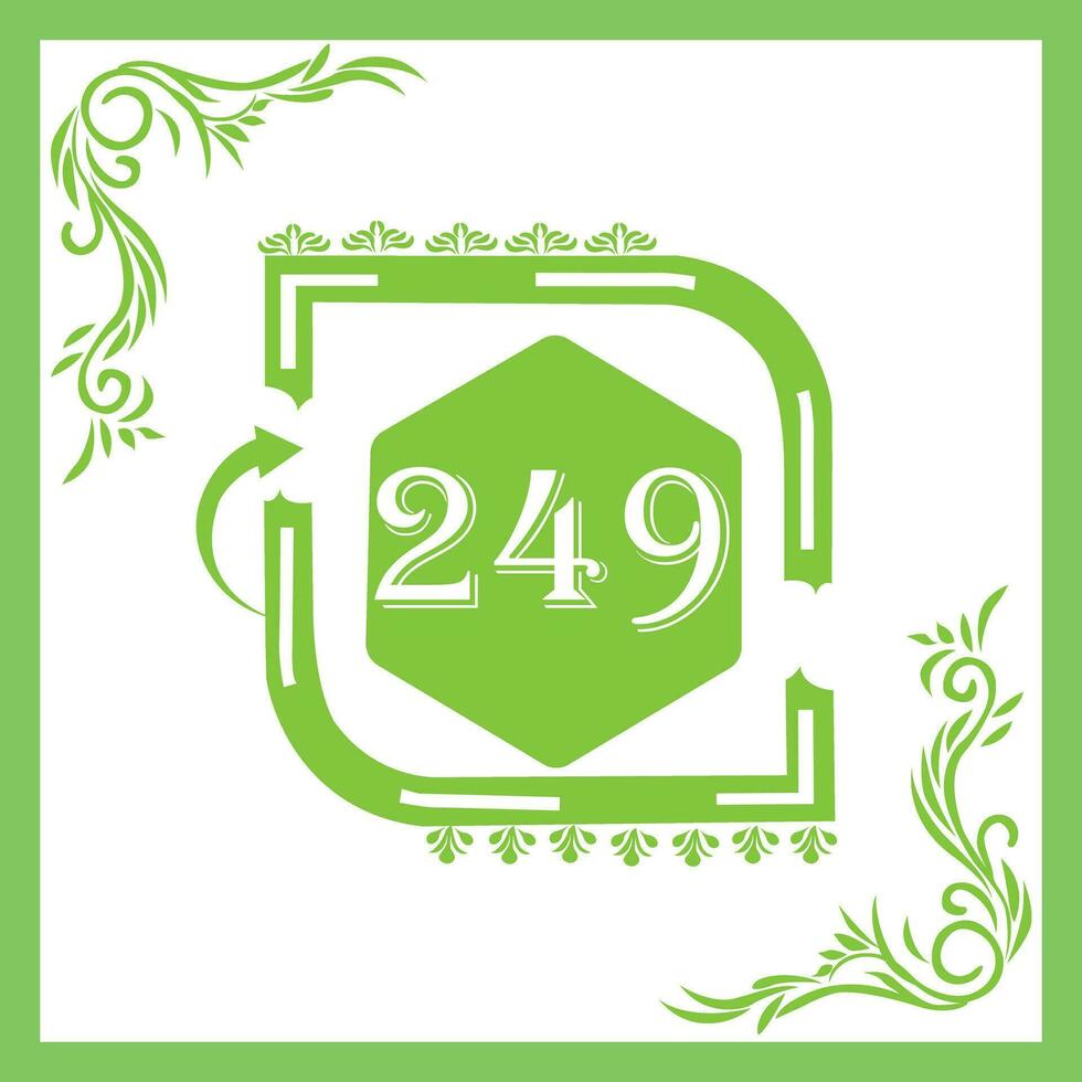 Organic Leaf Design with Number 249 vector