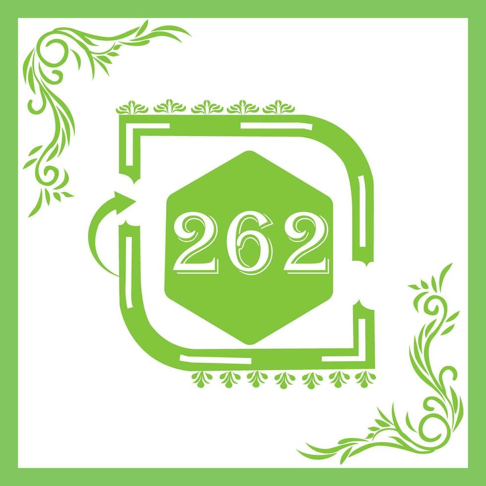 Organic Leaf Design with Number 262 vector