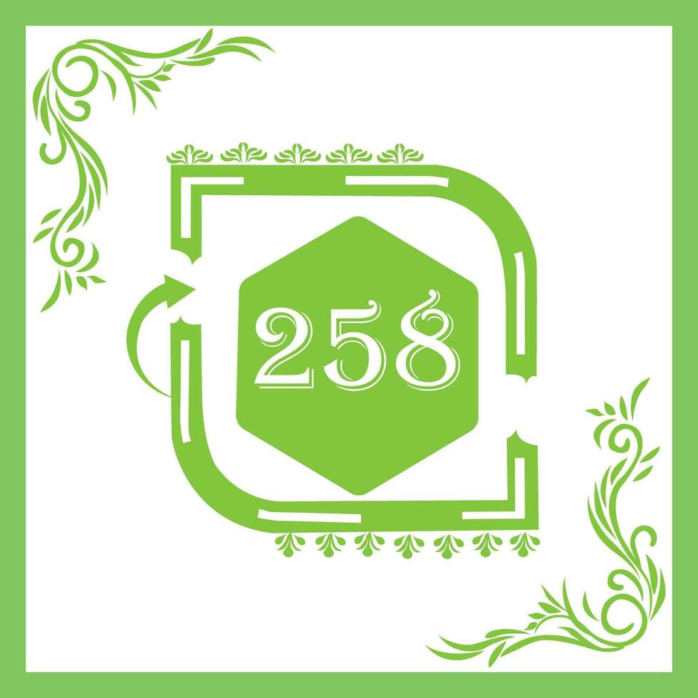 Organic Leaf Design with Number 258 vector