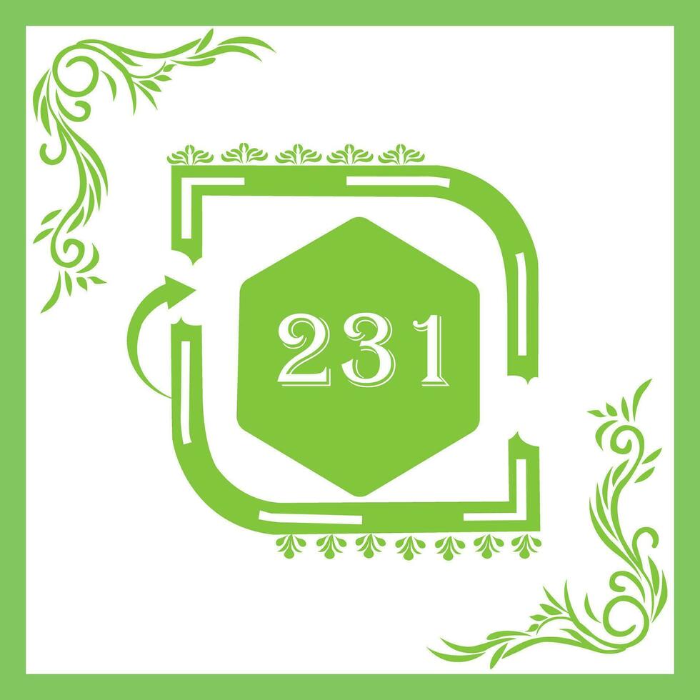Organic Leaf Design with Number 231 vector