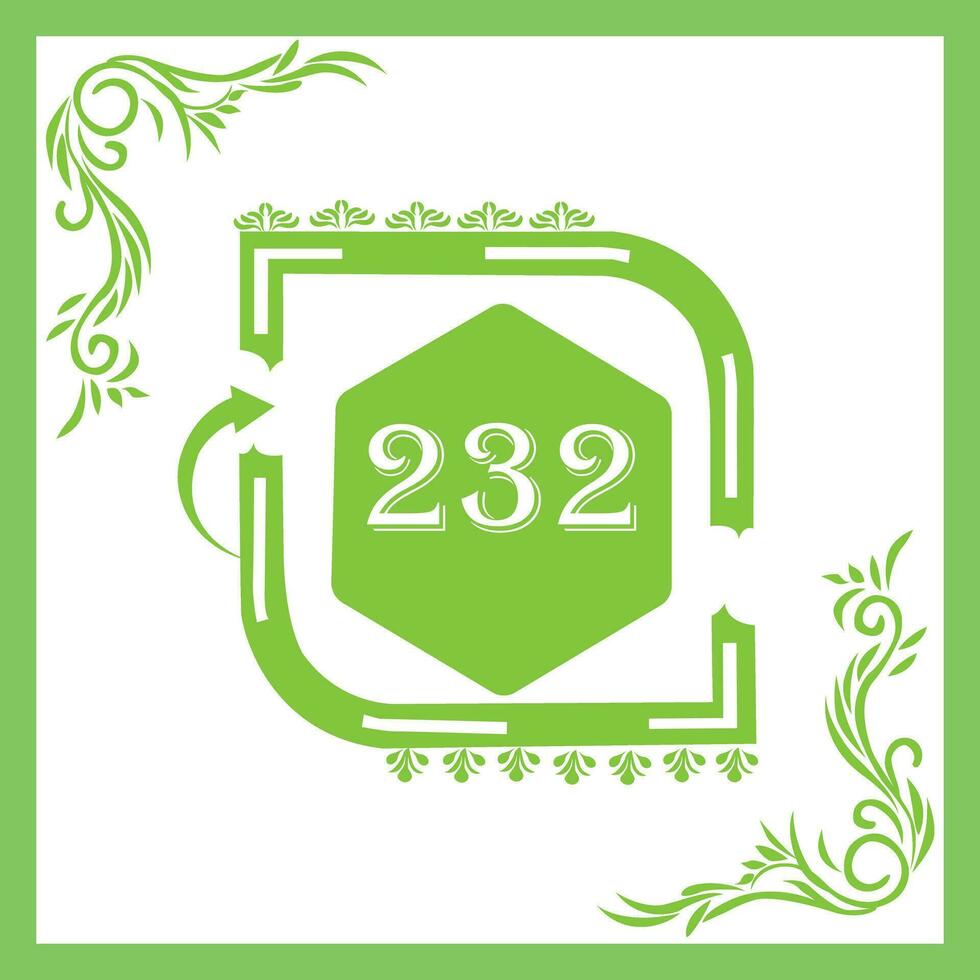 Organic Leaf Design with Number 232 vector