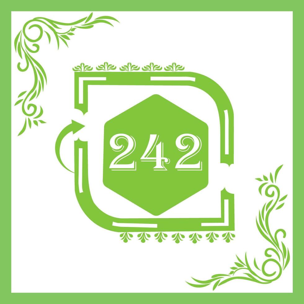 Organic Leaf Design with Number 242 vector