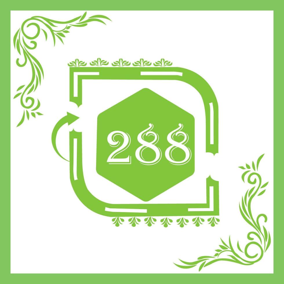 Organic Leaf Design with Number 288 vector