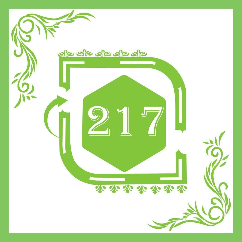 Organic Leaf Design with Number 217 vector