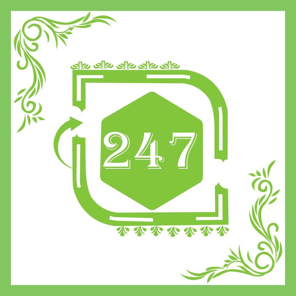 Organic Leaf Design with Number 247 vector