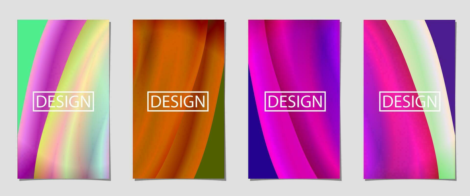 set of abstract background with  vertical curved line gradient color, colorful background for poster flyer banner backdrop. vertical banner. elegant smooth silk cover with abstract round line. vector