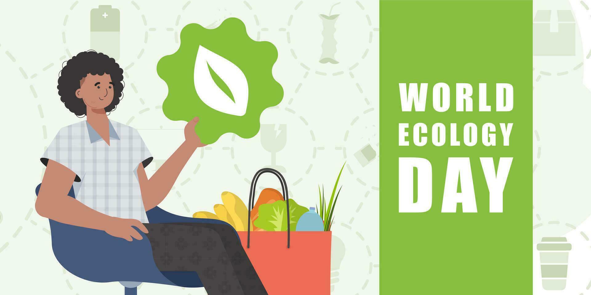 World Ecology Day poster. trendy style. Veil illustration. vector
