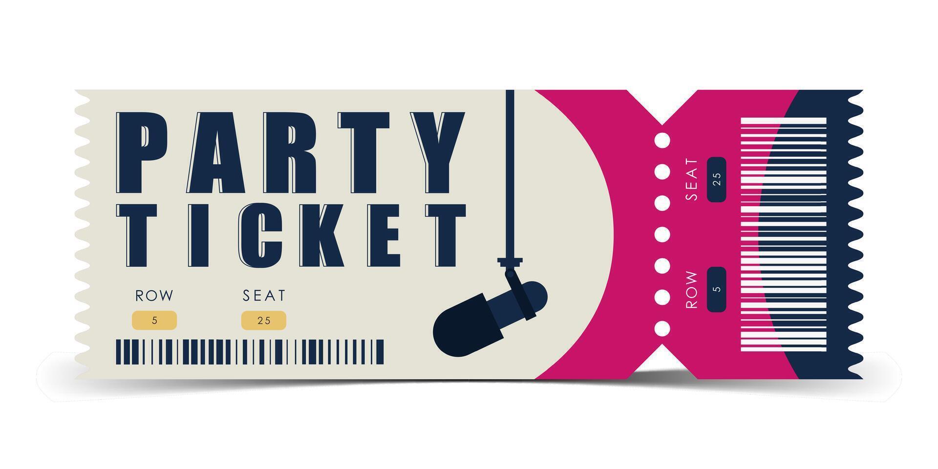 Sample ticket to enter the party. Modern elegant ticket card illustration template. . vector