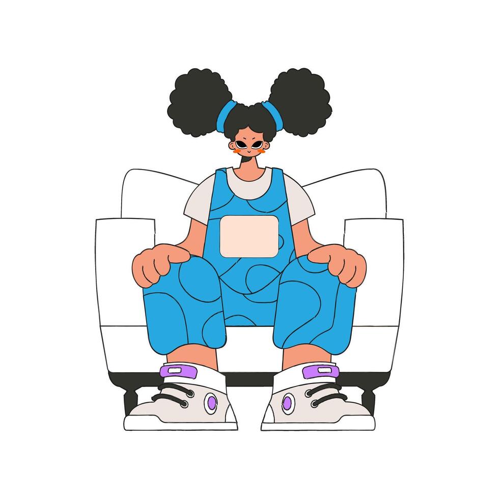 Woman sitting on a chair Character Trendy style. vector