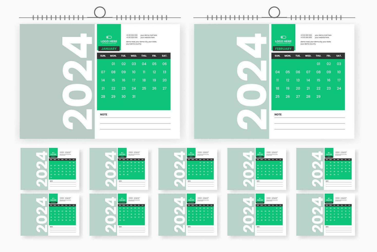 modern 2024 desk calendar template design vector