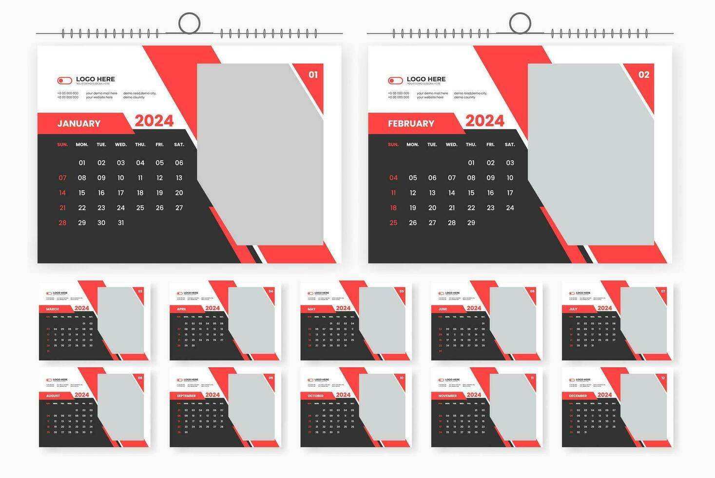 moderno 2024 escritorio calendario modelo diseño vector