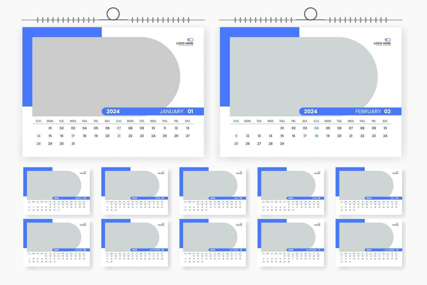 moderno 2024 escritorio calendario modelo diseño vector