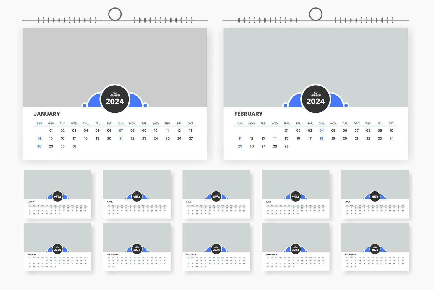 modern 2024 desk calendar template design vector
