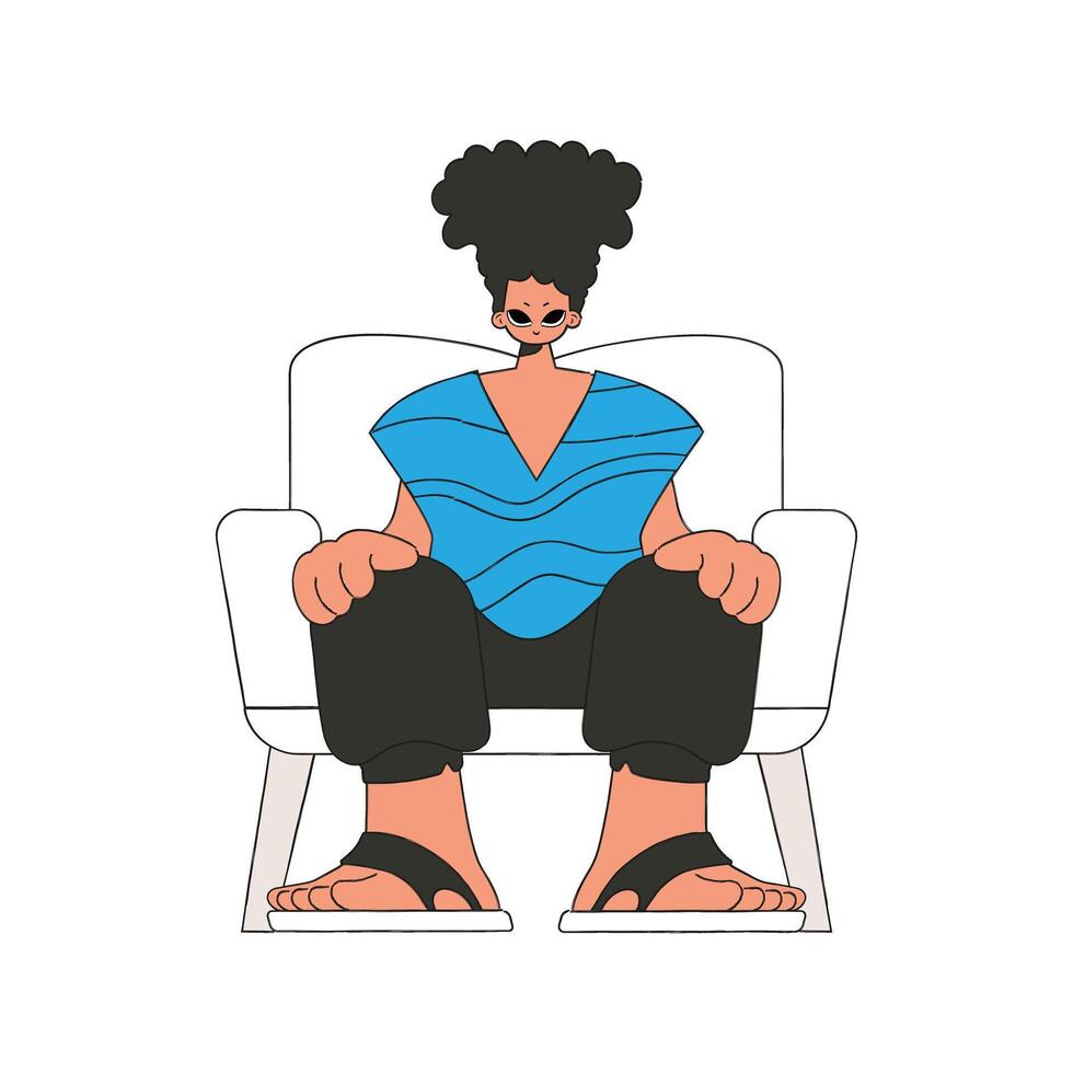 The guy is sitting in a chair. Character trendy style. vector