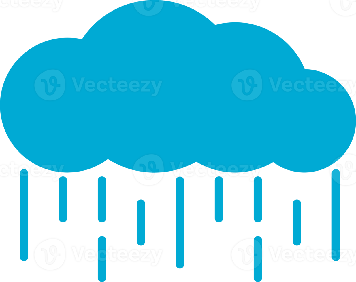 Blue cloud line water rain drop rainy season drawing doodle icon png