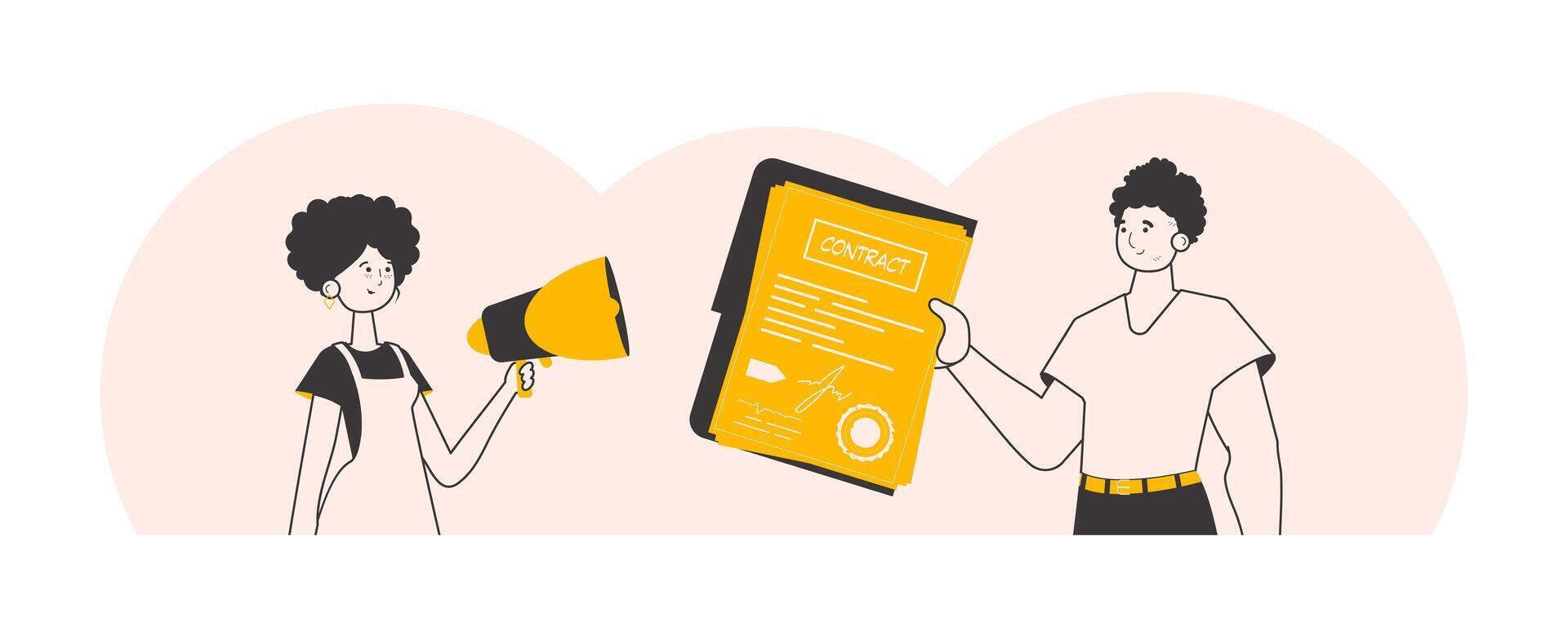 The concept of finding people to work. Lineart trendy style. illustration. vector