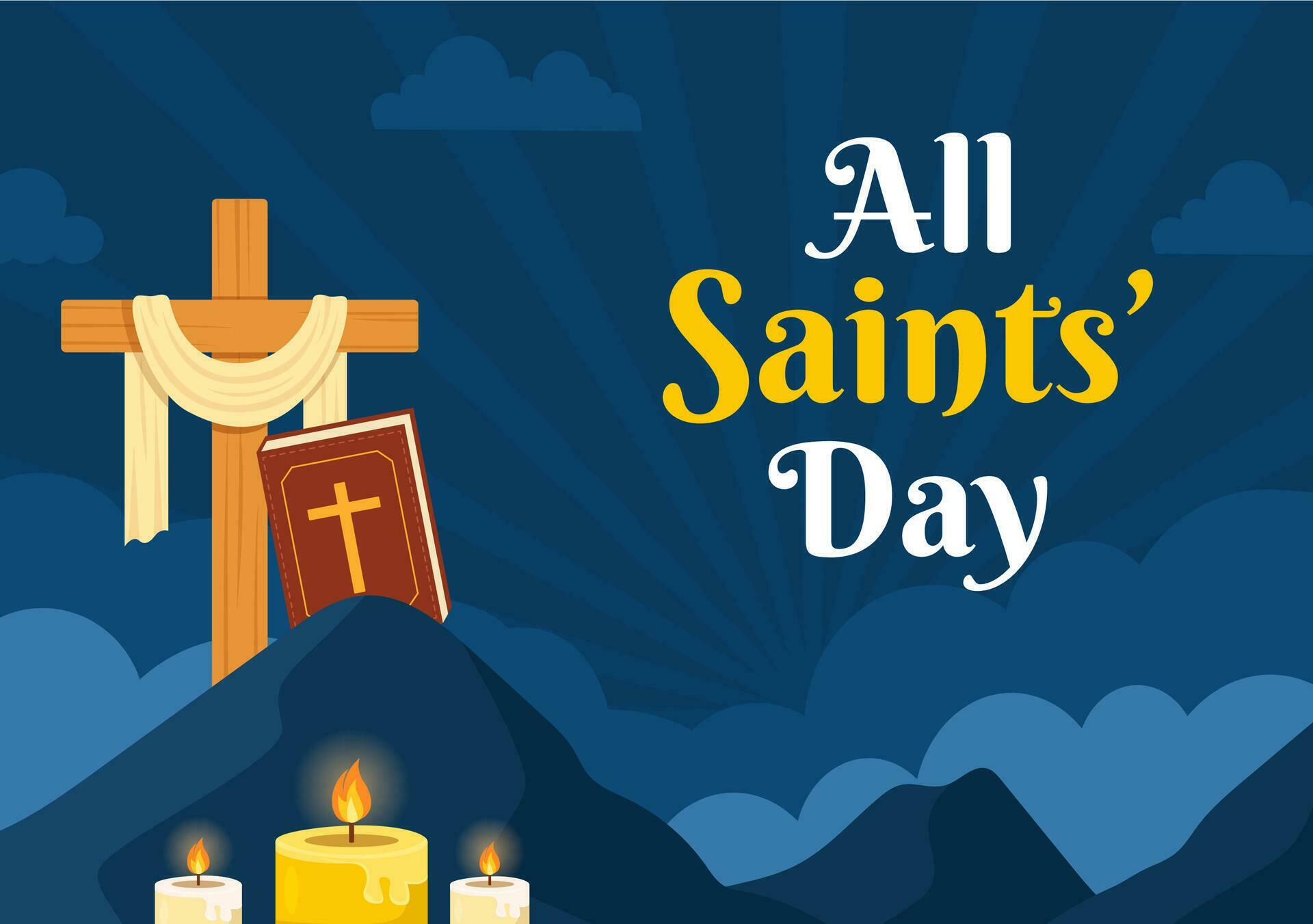 All Saints Day Vector Illustration on 1st November with for the All Souls Remembrance