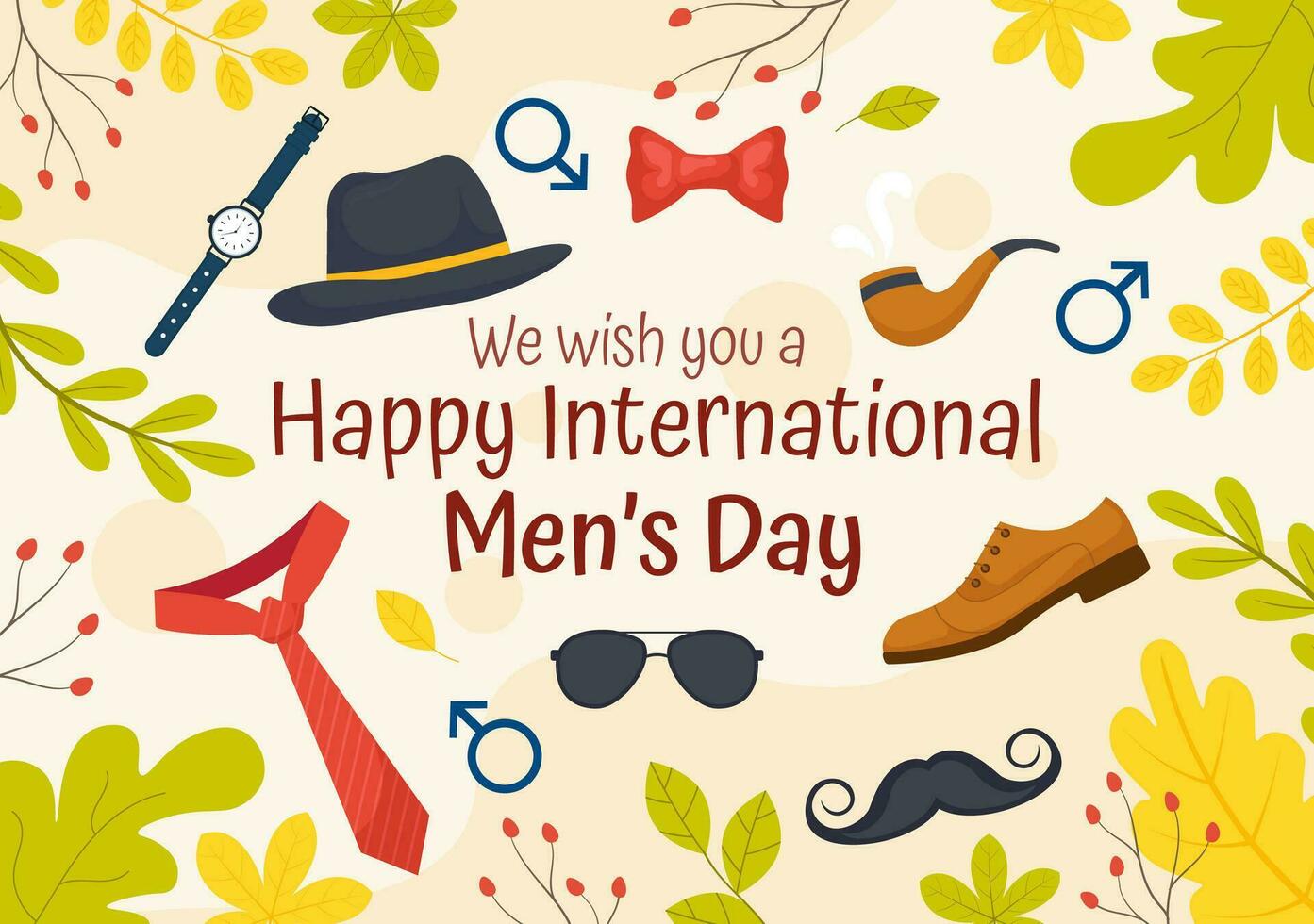 International Men's Day Vector Illustration on November 19 with Men Equipment for Positive Value Their Families in Flat Cartoon Background Design