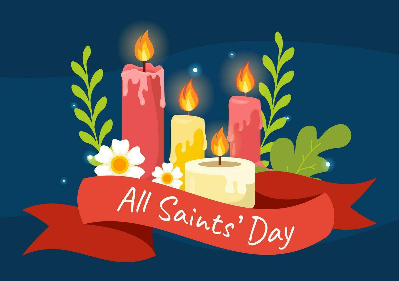 todas santos día vector ilustración en Primero noviembre con para el todas almas remembranza celebracion con velas en plano dibujos animados antecedentes diseño