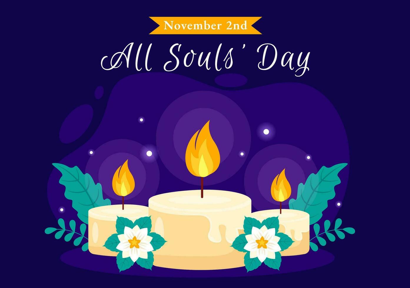 All Souls Day Vector Illustration to Commemorate All Deceased Believers in the Christian Religion with Candles in Flat Cartoon Background Design