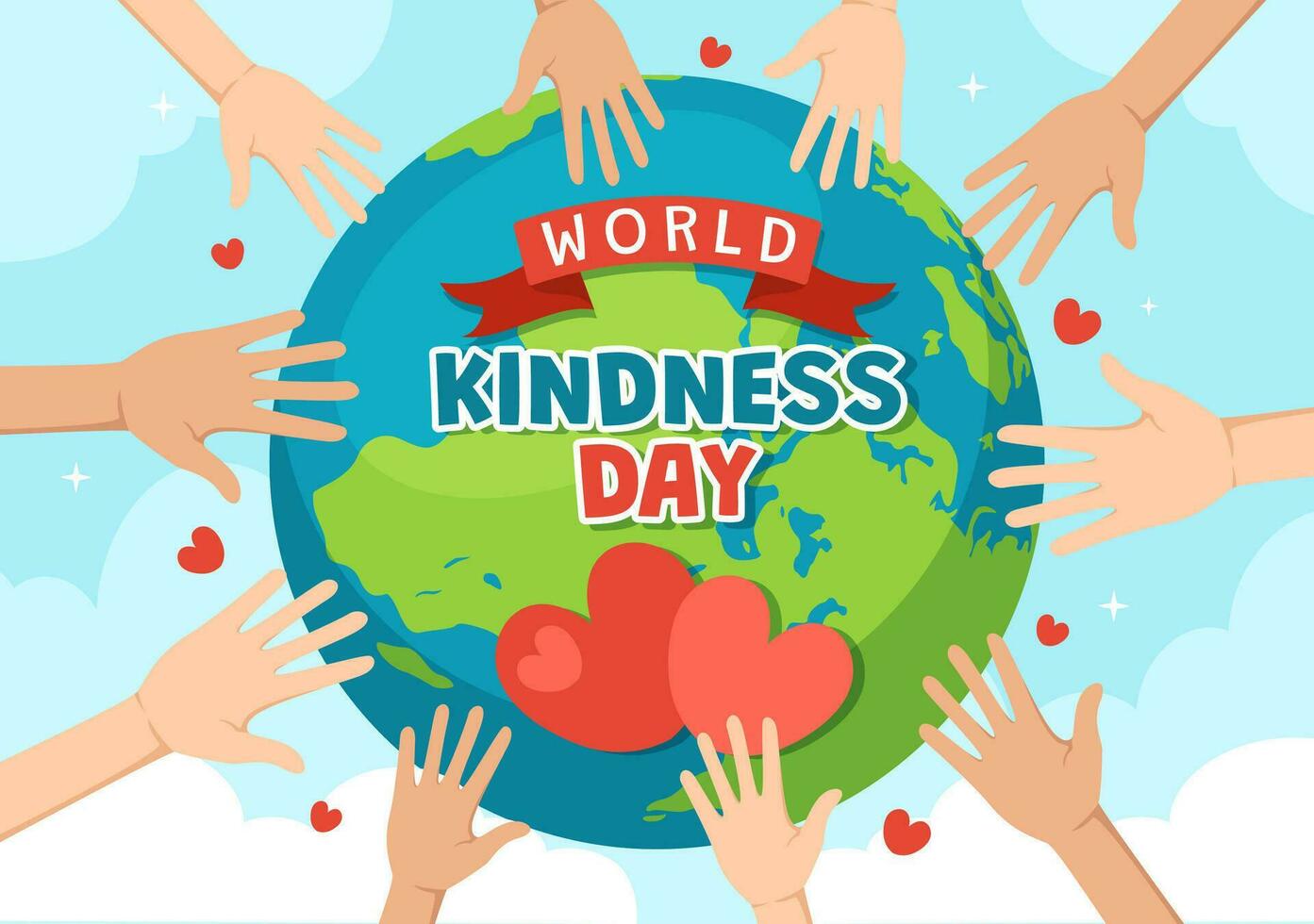 Happy World Kindness Day Vector Illustration on November 13 with Earth and Love for Charitable Assistance in Flat Cartoon Background Templates