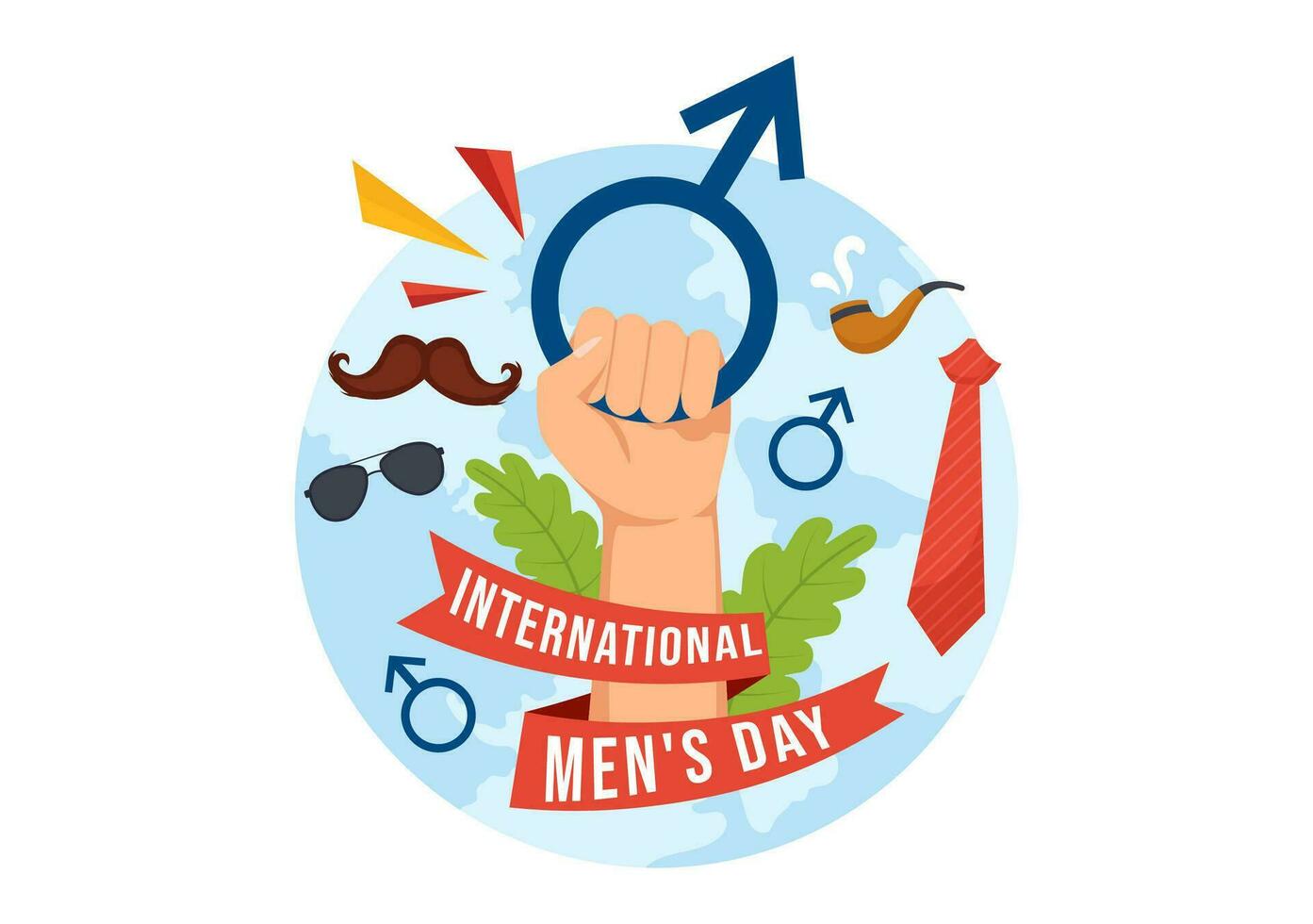 International Men's Day Vector Illustration on November 19 with Men Equipment for Positive Value Their Families in Flat Cartoon Background Design