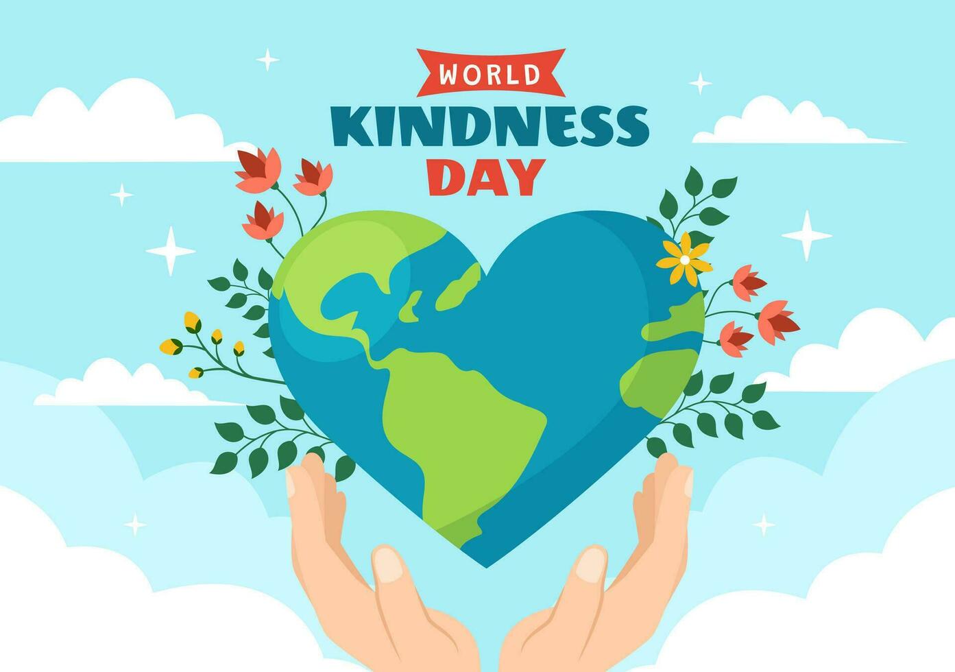 Happy World Kindness Day Vector Illustration on November 13 with Earth and Love for Charitable Assistance in Flat Cartoon Background Templates