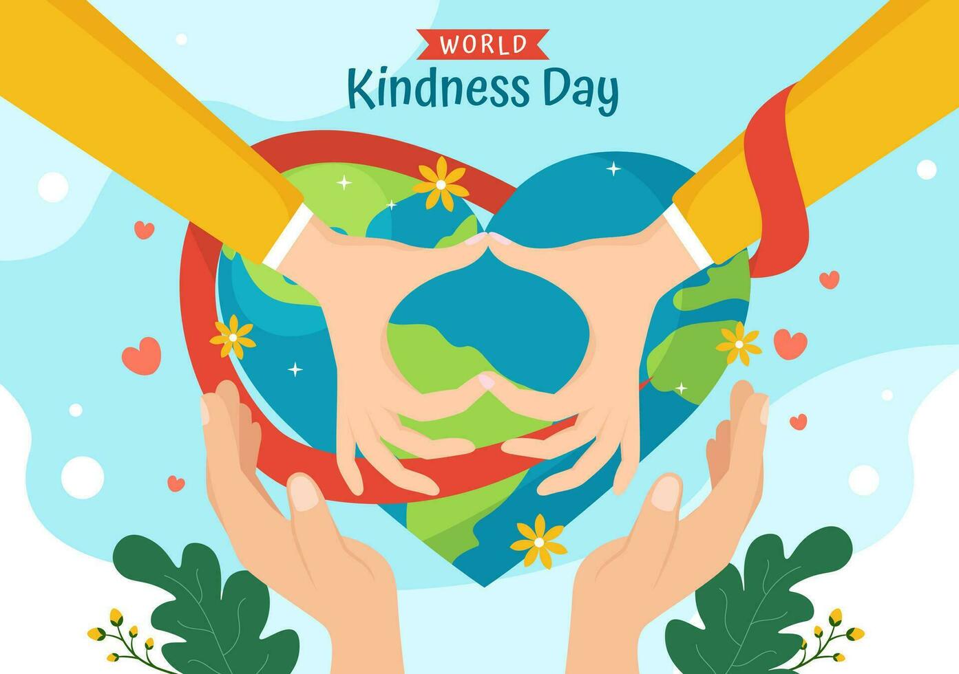 Happy World Kindness Day Vector Illustration on November 13 with Earth and Love for Charitable Assistance in Flat Cartoon Background Templates