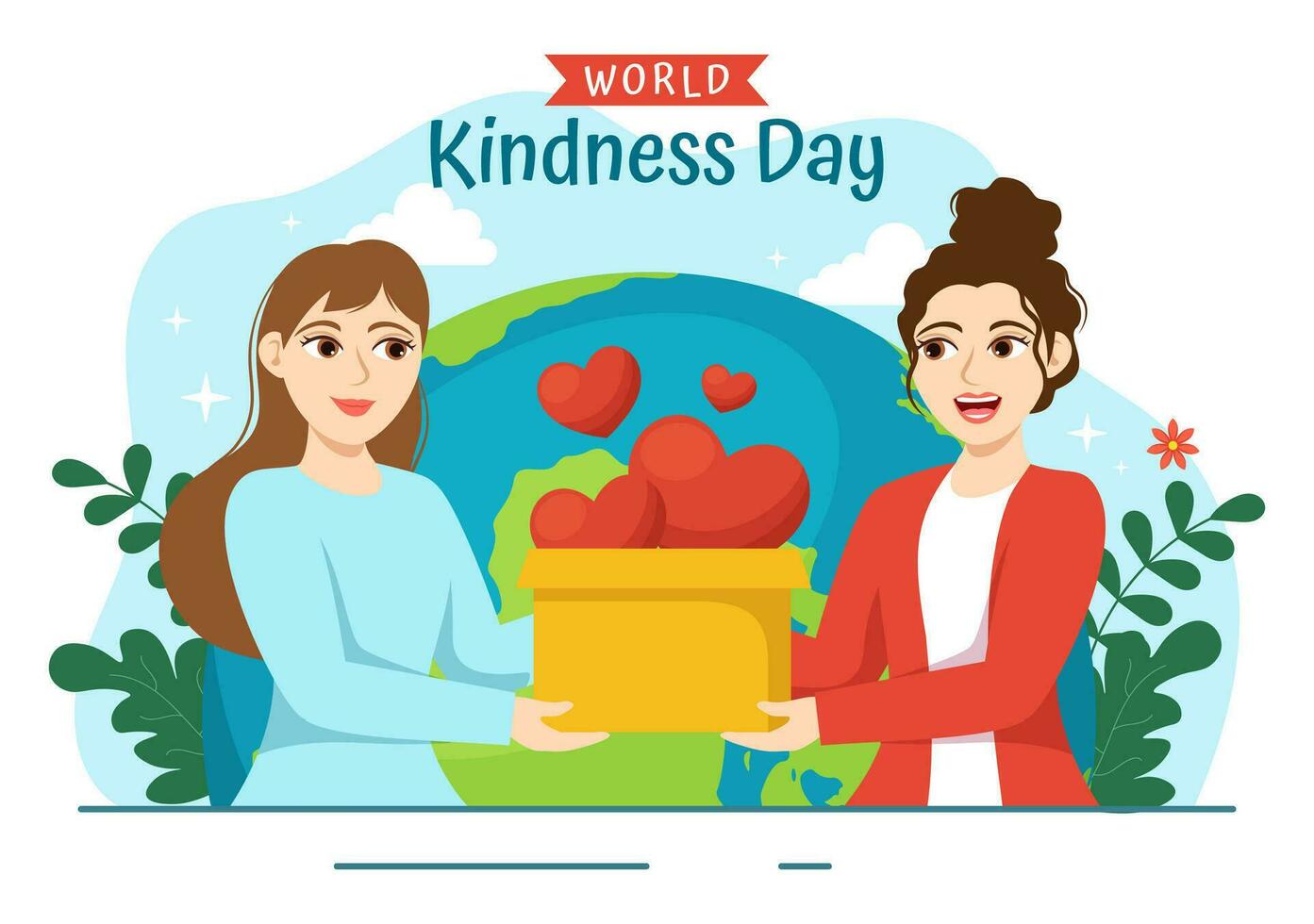 Happy World Kindness Day Vector Illustration on November 13 with Earth and Love for Charitable Assistance in Flat Cartoon Background Templates