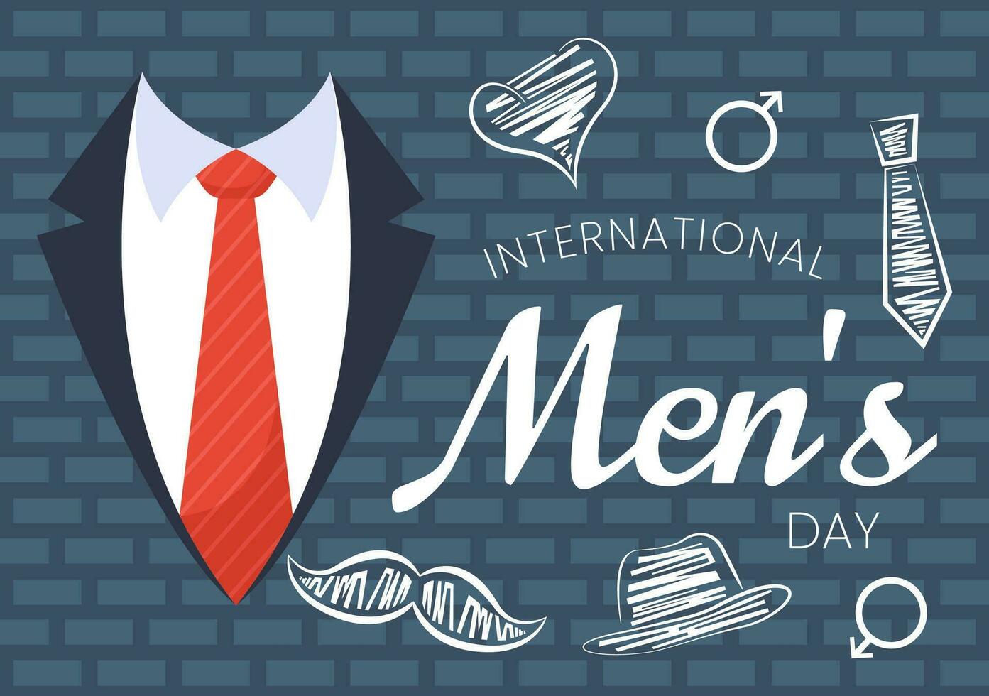 International Men's Day Vector Illustration on November 19 with Men Equipment for Positive Value Their Families in Flat Cartoon Background Design