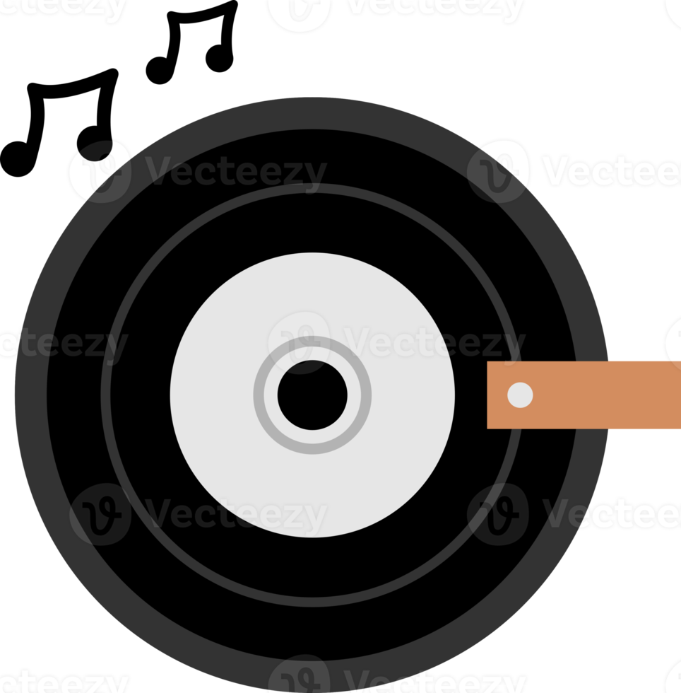 Black vinyl record with musical note png