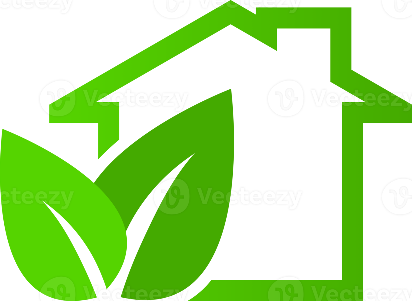 Green eco building house leaves tree environmentally ecology friendly icon png