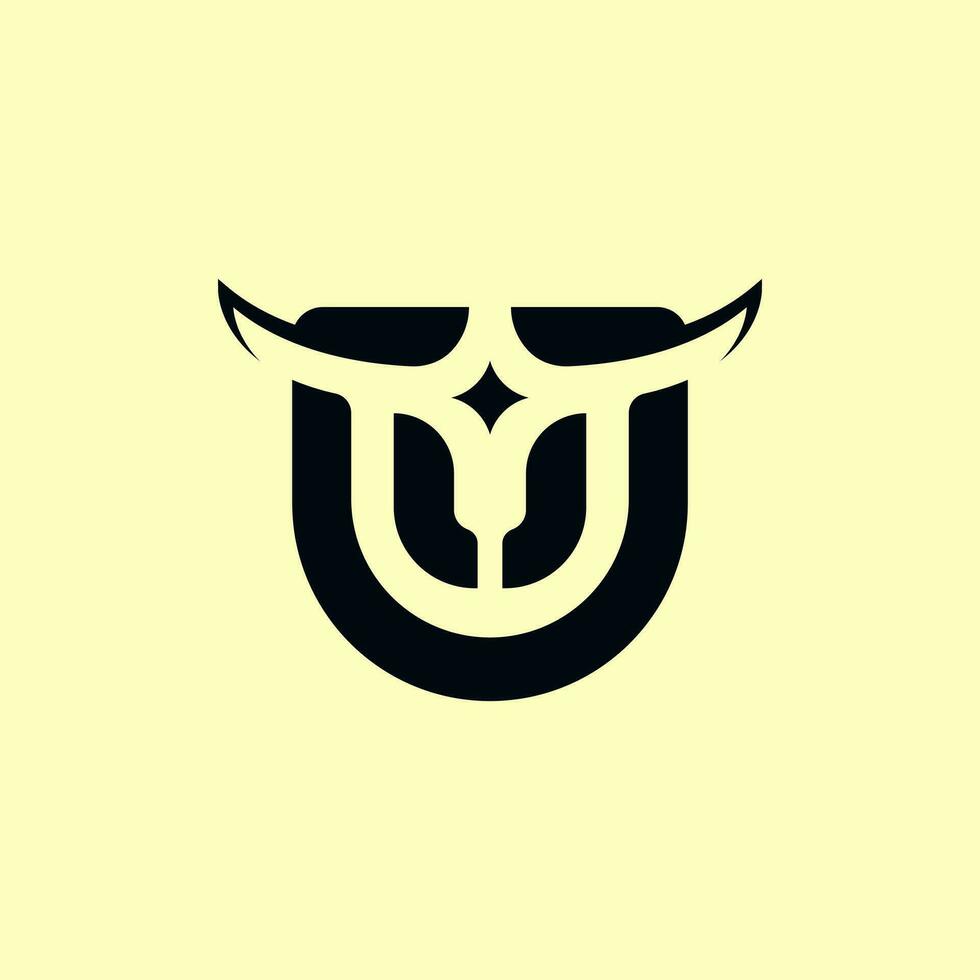 Letter U bull head logo illustration design vector