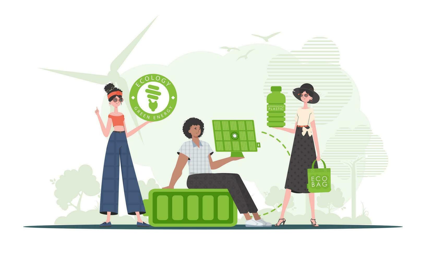 cuidando acerca de el ambiente. eco simpático gente. Moda tendencia caracteres. vector. vector