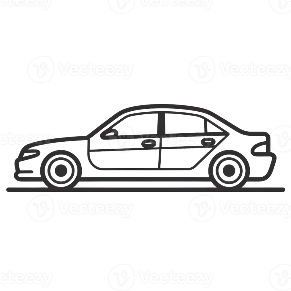 car line art cartoon ai generative png