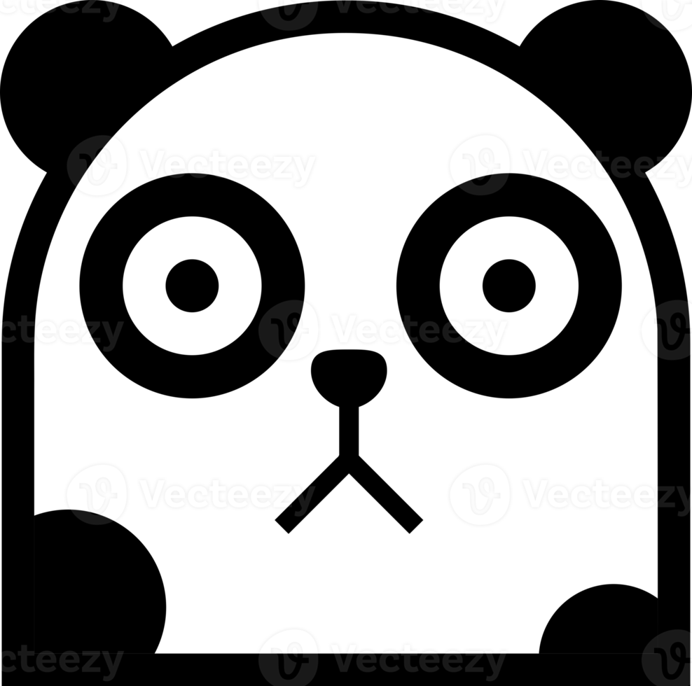 carino divertente viso panda cartone animato scarabocchio icona png