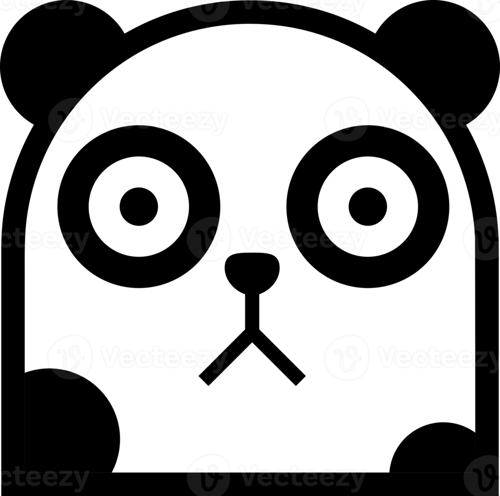 Cute funny face panda cartoon doodle icon png