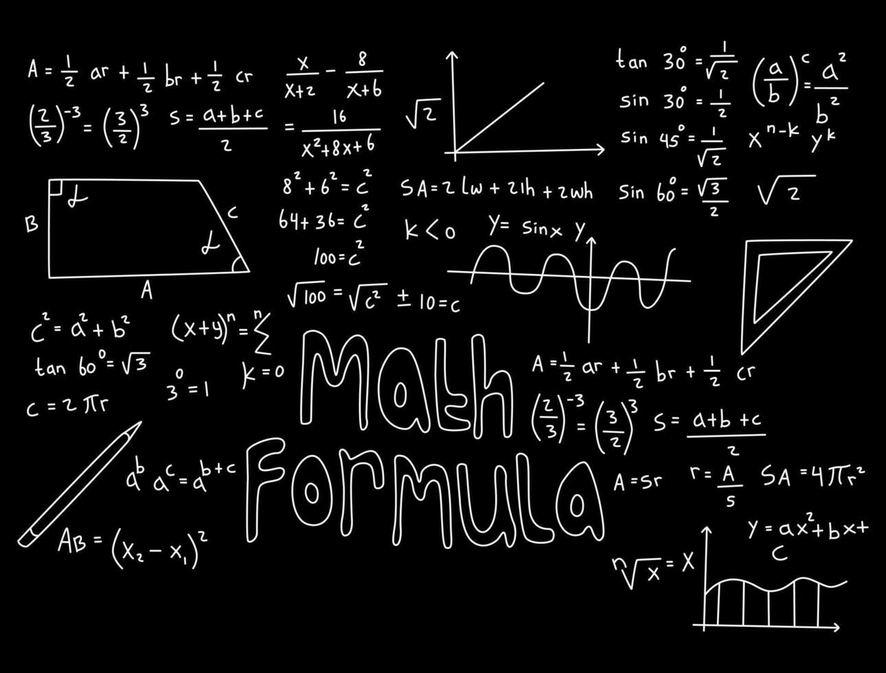 ilustración realista del fondo de la pizarra de matemáticas vector