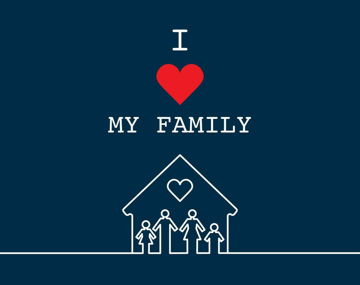 flat design vector i love my family message card poster background