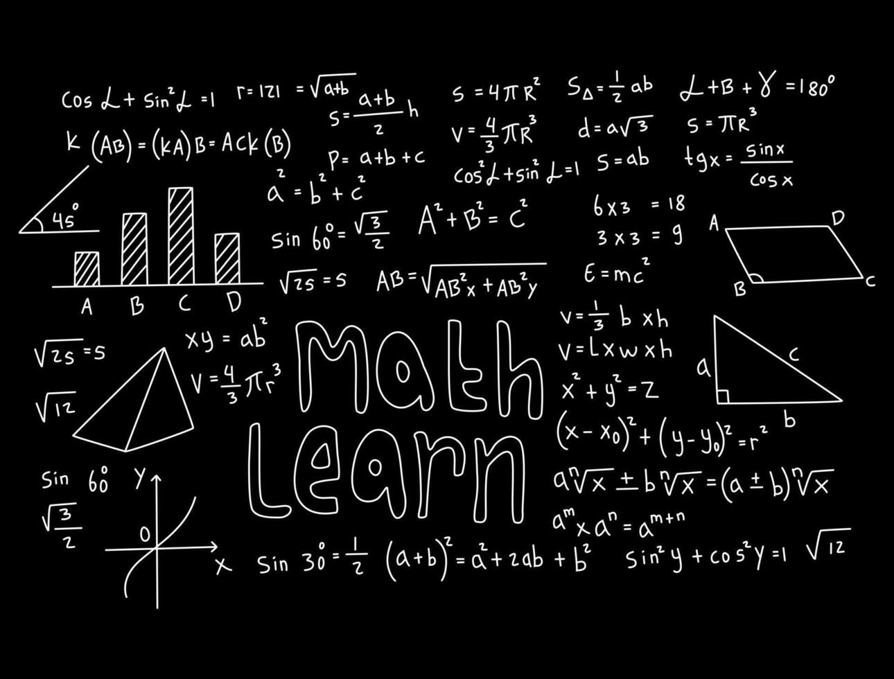 Realistic math chalkboard background illustration vector