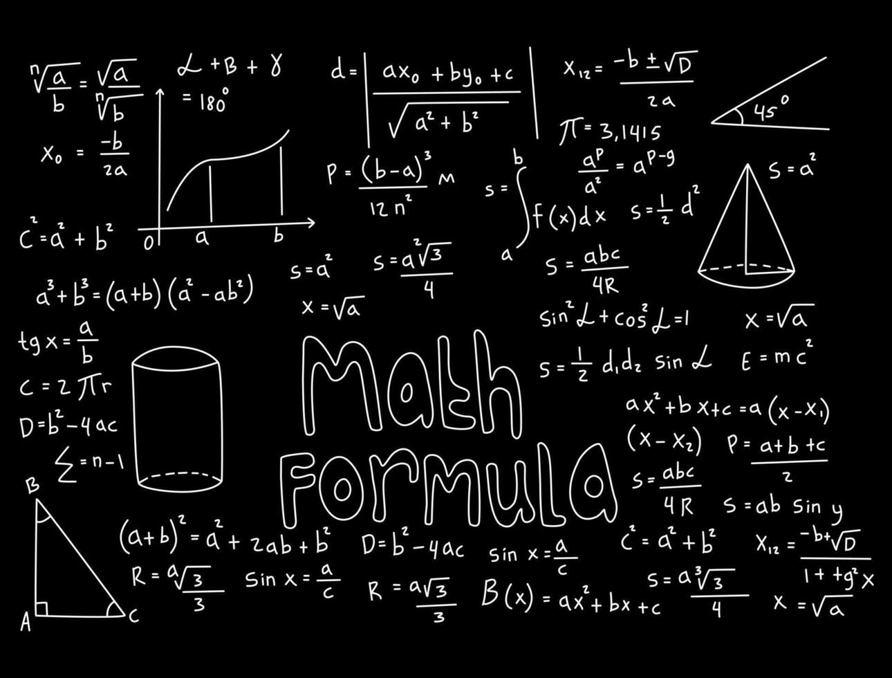 ilustración realista del fondo de la pizarra de matemáticas vector