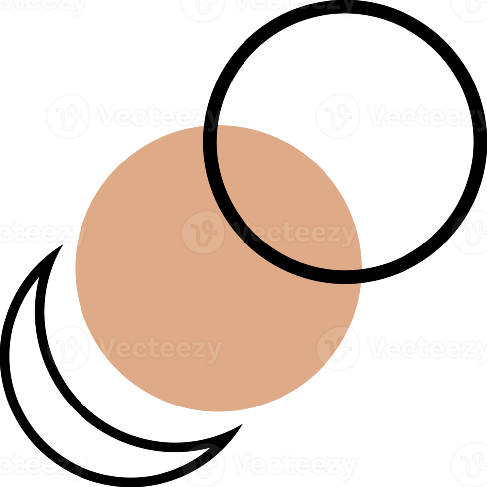Moon with brown circle abstract boho icon png