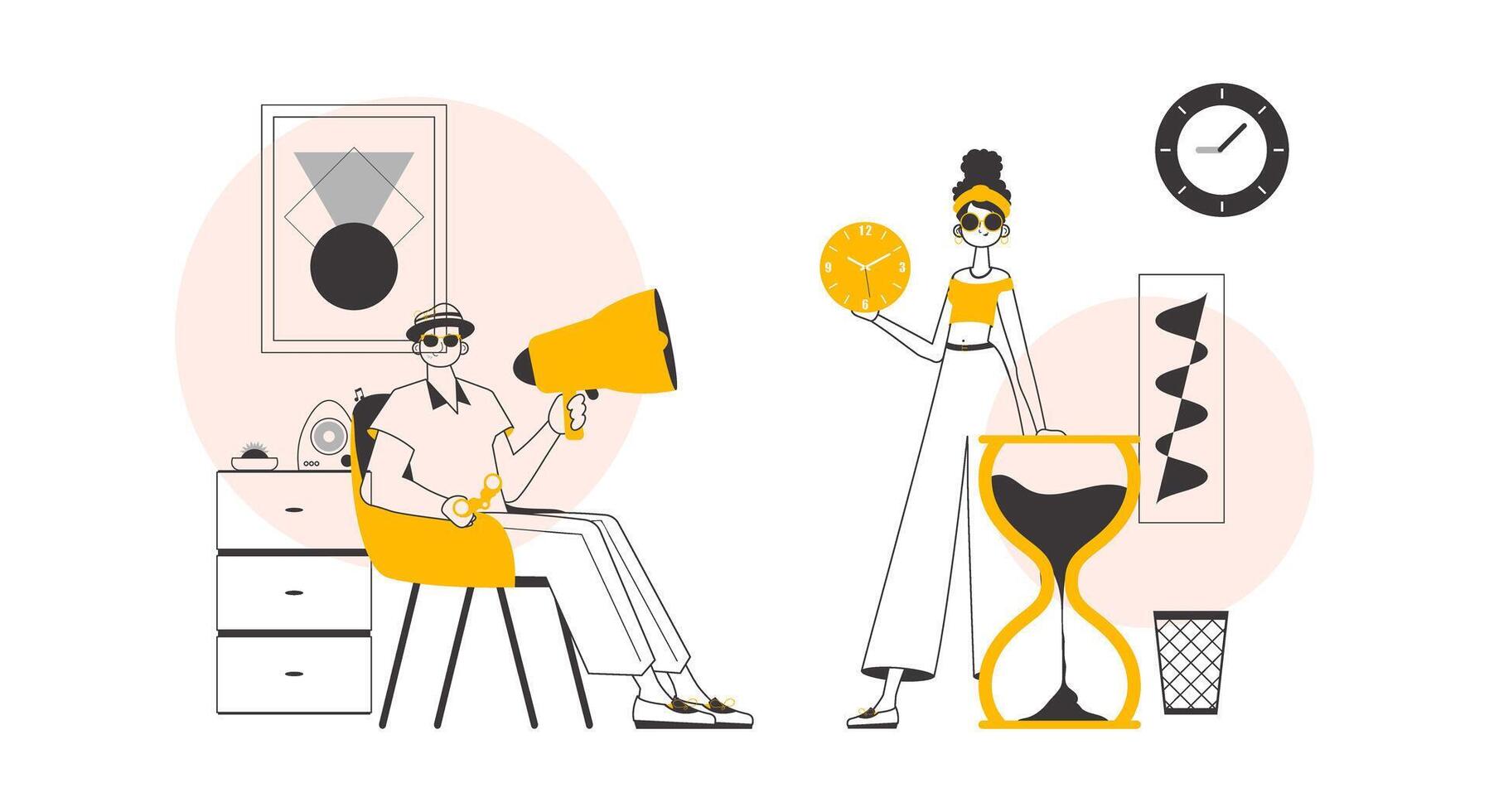 HR team. The concept of finding employees. Lineart trendy style. Vector illustration.