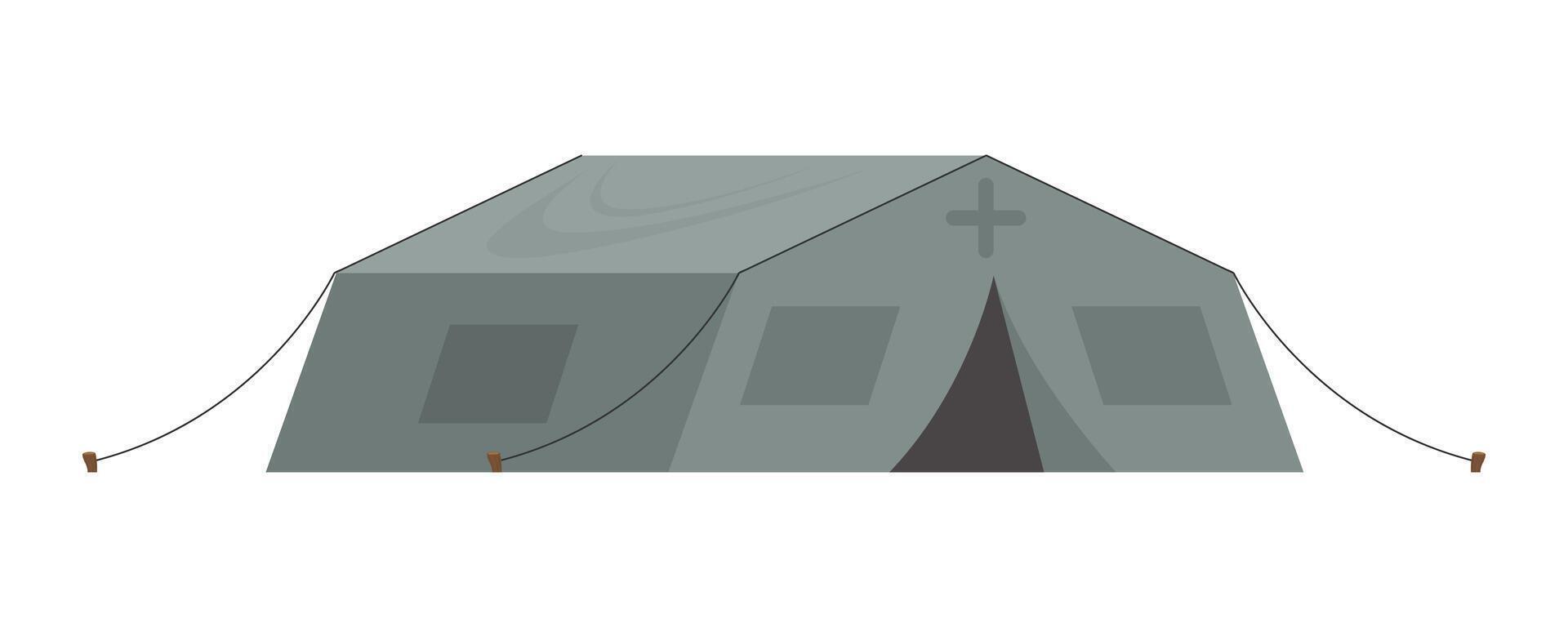 Large dark green tent. Isolated. Vector illustration.