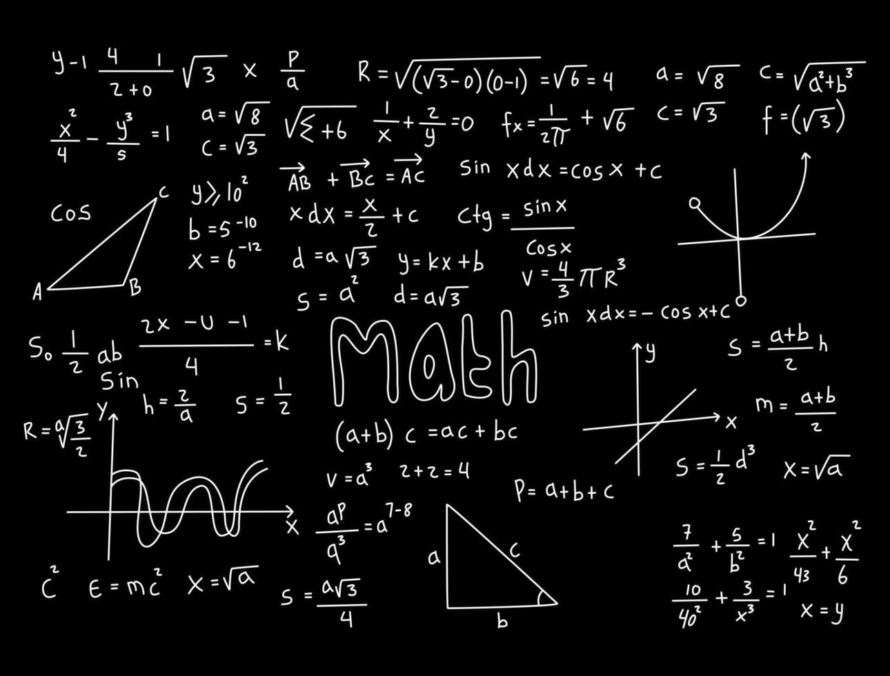 Realistic math chalkboard background illustration vector
