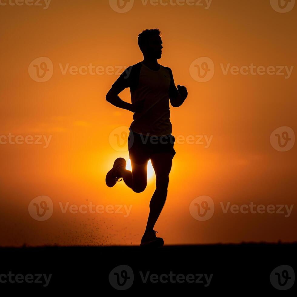 Running into the Sunrise - A Symbol of Endurance and Determination AI Generative photo