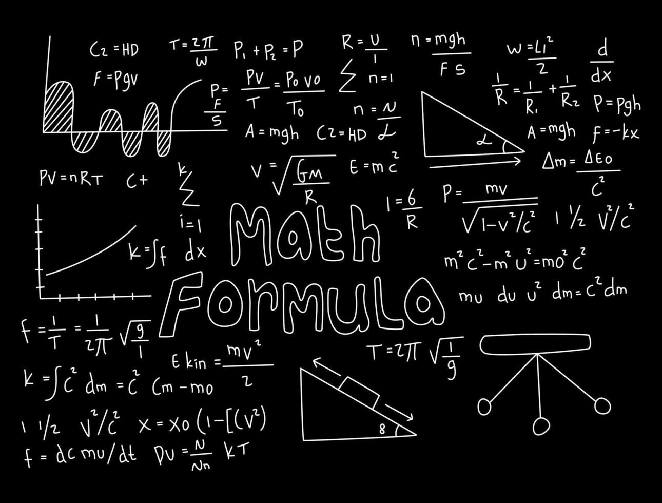 ilustración realista del fondo de la pizarra de matemáticas vector